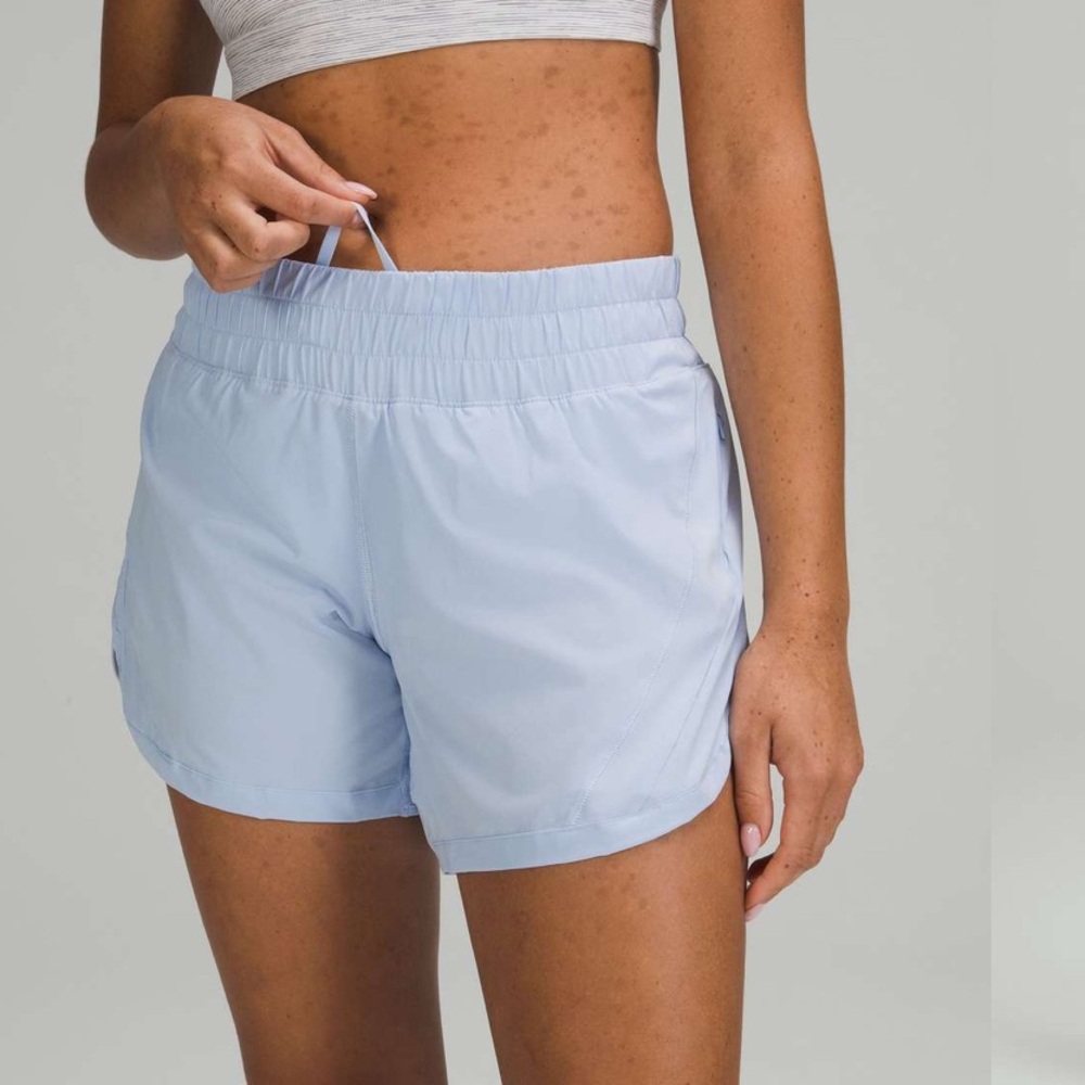 Lululemon Track That Mid-Rise Lined Shorts 5" Blue Linen 2 NWOT